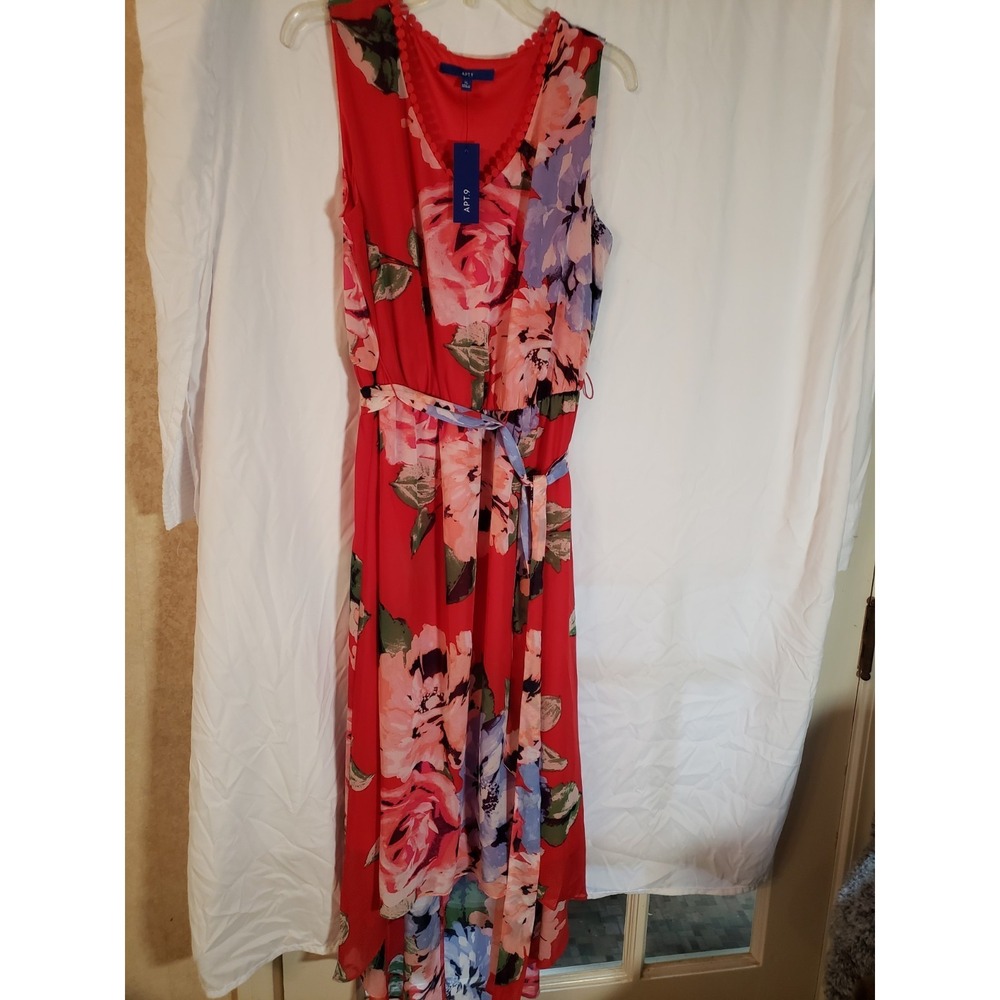 Women's Apt.9 Red Floral Sleeveless Midi Dress Size XL